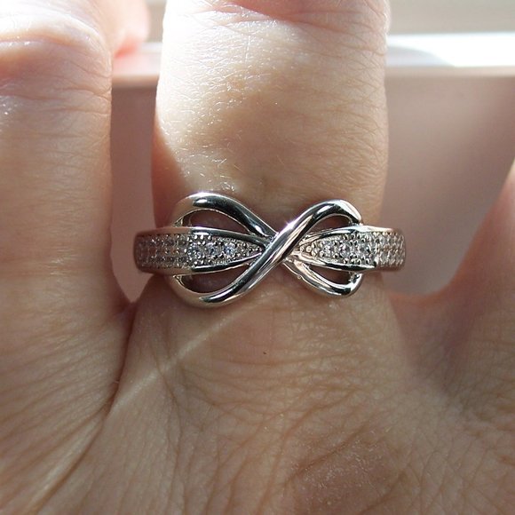 925 STERLING SILVER Infinity Pave Set Cubic Zirconia Ring - Picture 6 of 16